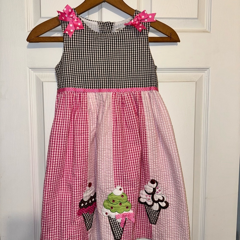 Rare Editions Pink and Black Gingham Ice Cream Dress